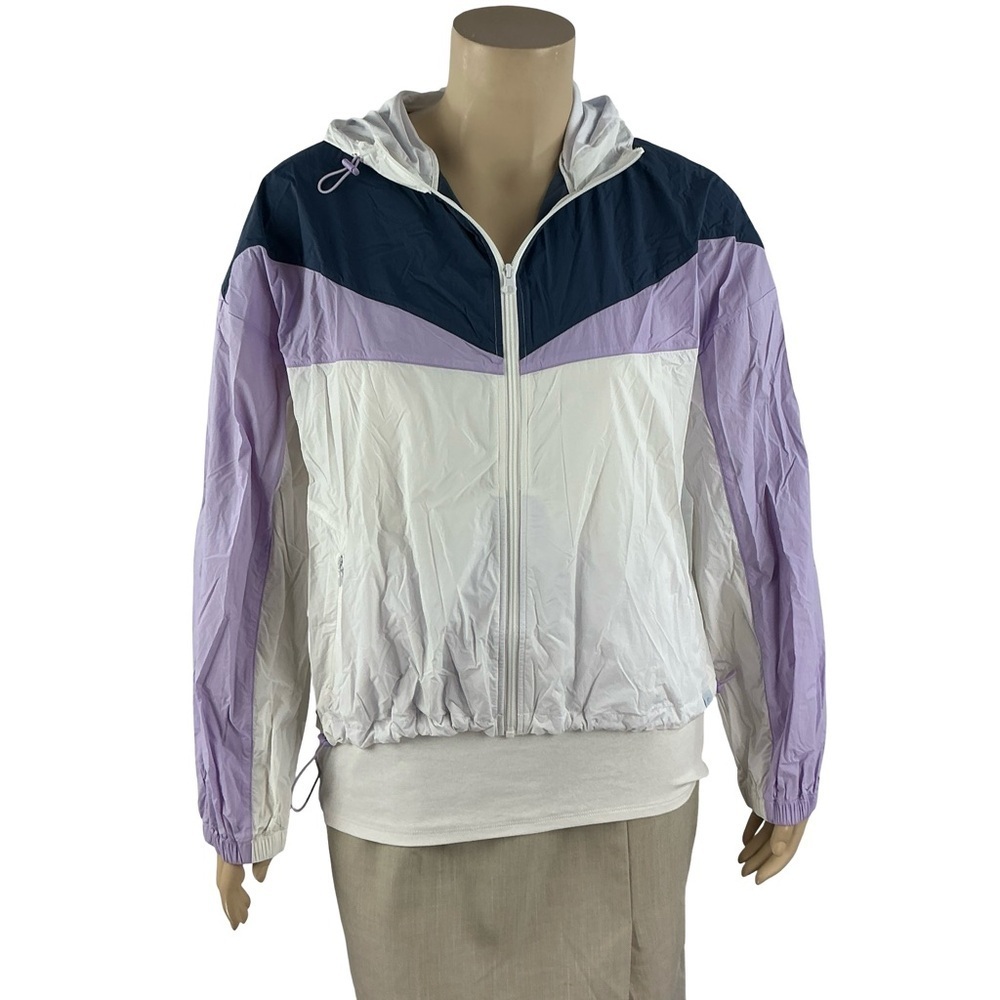 Calme by Johnny Was Elements Colorblock Hooded Windbreaker Purple Size L